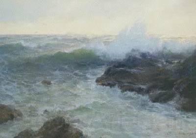 Lionel Walden Crashing Surf, oil painting by Lionel Walden Norge oil painting art